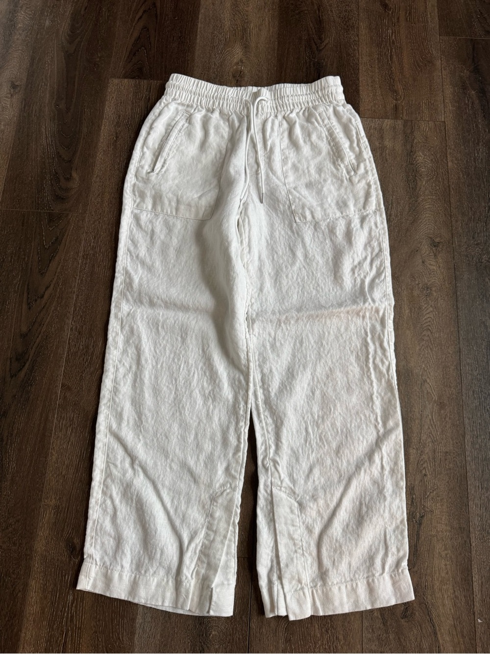 Athleta White Linen Drawstring Waist Pants Women’s Size Small